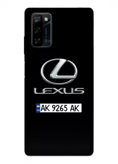 Чехол для Blackview A100 из силикона - Lexus Лексус классический логотип крупным планом и название с номерным знаком