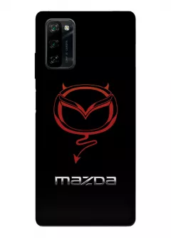 Чехол для Blackview A100 из силикона - Mazda Мазда красный дьявольский логотип крупным планом и название