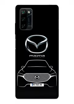 Чехол для Blackview A100 из силикона - Mazda Мазда логотип и автомобиль машина CX-3  CX-4 CX-5 CX-8 CX-9 CX-30 вектор-арт кроссовер внедорожник с номерным знаком