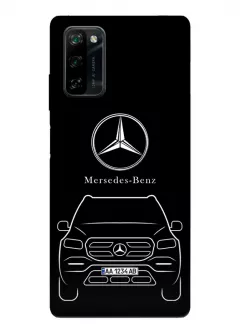 Чехол для Blackview A100 из силикона - Mercedes-Benz Мерседес-Бенц Мерс логотип и автомобиль машина GL GLA GLB GLC GLE GLS вектор-арт кроссовер внедорожник с номерным знаком