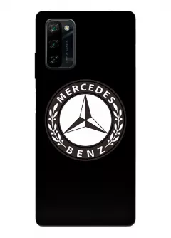 Чехол для Blackview A100 из силикона - Mercedes-Benz Мерседес-Бенц Мерс белый ретро логотип крупным планом вектор-арт (Дизайн 1)