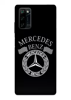 Бампер для Blackview A100 из силикона - Mercedes-Benz Мерседес-Бенц Мерс белый ретро логотип крупным планом вектор-арт (Дизайн 2)