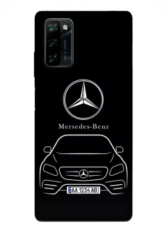 Бампер для Blackview A100 из силикона - Mercedes-Benz Мерседес-Бенц Мерс логотип и автомобиль машина A/B/C/CLA/CL/CLK/CLS/E/S/SL/SLC/SLK-Class вектор-арт купе седан с номерным знаком (Дизайн 2)