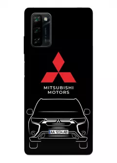 Бампер для Blackview A100 из силикона - Mitsubishi Мицубиси Митсубиши логотип и автомобиль машина ASX Outlander Pajero Sport Challenger Montero вектор-арт кроссовер внедорожник с номерным знаком