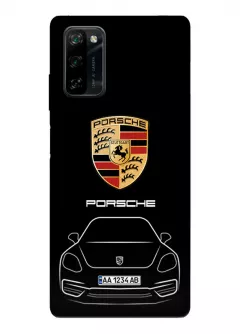 Блеквью А100 чехол силиконовый - Porsche Порше Порш логотип и автомобиль машина 718 Boxster Cayman 911 Panamera Taycan Speedster 918 Spyder Cayman Carrera GT вектор-арт купе седан с номерным знаком