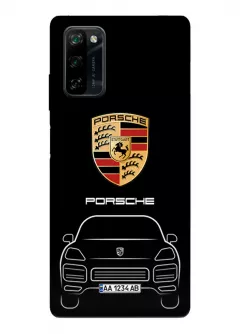 Блеквью А100 чехол силиконовый - Porsche Порше Порш логотип и автомобиль машина Cayenne Macan вектор-арт кроссовер внедорожник с номерным знаком