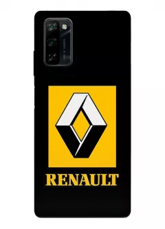 Блеквью А100 чехол силиконовый - Renault Ренаулт Рено желтый логотип крупным планом и название вектор-арт