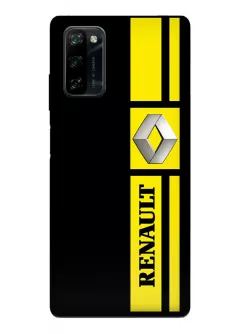 Блеквью А100 чехол силиконовый - Renault Ренаулт Рено классический логотип и желтая вертикальная лента вектор-арт