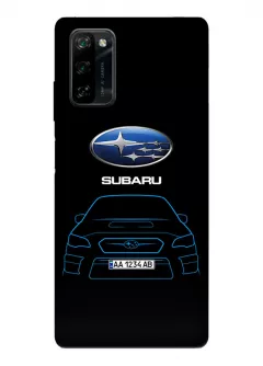 Блеквью А100 чехол из силикона - Subaru Субару логотип и автомобиль машина синяя Impreza WRX вектор-арт купе седан с номерным знаком
