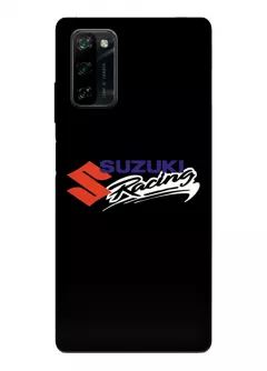 Блеквью А100 чехол из силикона - Suzuki Сузукі Racing логотип крупным планом и название вектор-арт