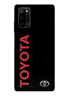 Чехол для Блеквью А100 из силикона - Toyota Тойота классический логотип и название крупным планом