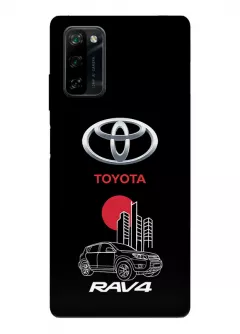 Чехол для Блеквью А100 из силикона - Toyota Тойота логотип и автомобиль машина RAV4 вектор-арт кроссовер внедорожник
