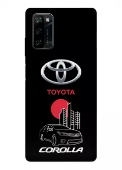 Чехол для Блеквью А100 из силикона - Toyota Тойота логотип и автомобиль машина Corolla вектор-арт купе седан