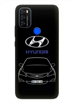 Blackview A70 чехол из силикона - Hyundai Хендай Хюндай логотип и автомобиль машина Elanta Solaris Sonata Accent Aslan Avante Aura Celesta Veloster вектор-арт купе седан с номерным знаком - Дизайн 1
