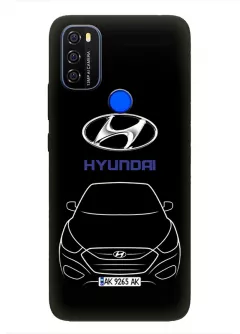 Blackview A70 чехол силиконовый - Hyundai Хендай Хюндай логотип и автомобиль машина Elanta Solaris Sonata Accent Aslan Avante Aura Celesta Veloster вектор-арт купе седан с номерным знаком - Дизайн 2
