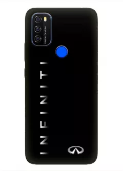 Blackview A70 чехол из силикона - Infiniti Инфинити классический логотип с серебряным названием крупным планом