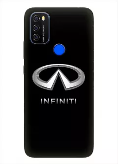 Blackview A70 чехол из силикона - Infiniti Инфинити классический логотип крупным планом с серебряным названием