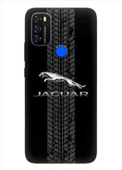 Blackview A70 чехол из силикона - Jaguar Ягуар классический логотип крупным планом и следы шин колеса