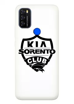 Чехол для Blackview A70 из силикона - Kia Киа Кия Sorento Club черный логотип вектор-арт на белом фоне белый чехол