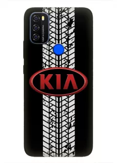 Чехол для Blackview A70 из силикона - Kia Киа Кия красный классический логотип крупным планом и следы шин колеса