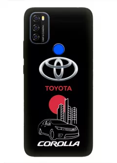 Чехол для Блеквью А70 из силикона - Toyota Тойота логотип и автомобиль машина Corolla вектор-арт купе седан