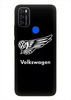 Бампер для Блеквью А70 из силикона - Volkswagen Фольксваген белый логотип крупным планом и название вектор-арт 