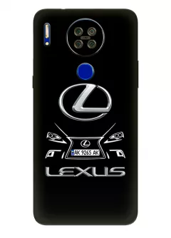 Чехол для Blackview A80s из силикона - Lexus Лексус классический логотип крупным планом и название с номерным знаком и передней части кузова