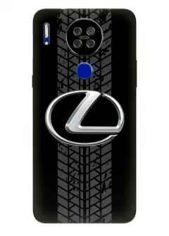 Чехол для Blackview A80s из силикона - Lexus Лексус классический логотип крупным планом и следы шин колеса