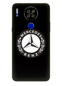 Чехол для Blackview A80s из силикона - Mercedes-Benz Мерседес-Бенц Мерс белый ретро логотип крупным планом вектор-арт (Дизайн 1)