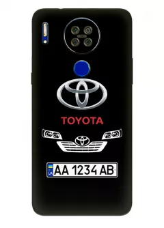 Чехол для Блеквью А80с из силикона - Toyota Тойота классический логотип крупным планом с номерным знаком и передней частью кузова