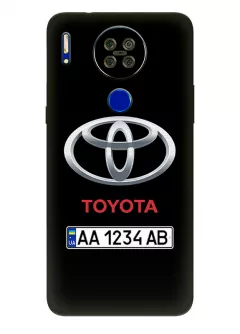 Чехол для Блеквью А80с из силикона - Toyota Тойота классический логотип крупным планом с номерным знаком и названием