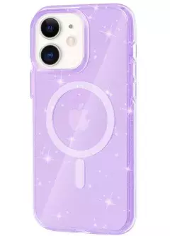 Чехол TPU Galaxy Sparkle (MagFit) для Apple iPhone 11 (6.1"), Purple+Glitter