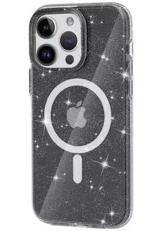 Чехол TPU Galaxy Sparkle (MagFit) для Apple iPhone 13 Pro (6.1"), Black+Glitter