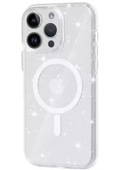Чехол TPU Galaxy Sparkle (MagFit) для Apple iPhone 13 Pro (6.1"), Clear+Glitter