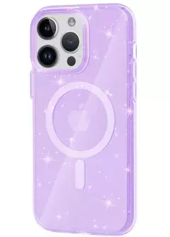 Чехол TPU Galaxy Sparkle (MagFit) для Apple iPhone 13 Pro (6.1"), Purple+Glitter