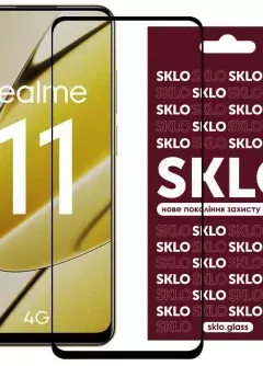 Защитное стекло SKLO 3D (full glue) для Realme 11 4G, Черный