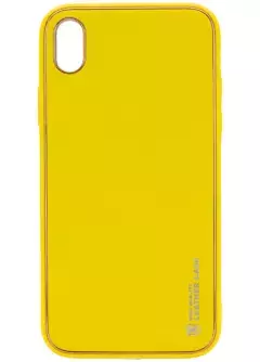Кожаный чехол Xshield для Apple iPhone X || Apple iPhone XS, Желтый / Yellow