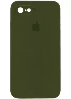 Чехол Silicone Case Square Full Camera Protective (AA) для Apple iPhone 7 / 8 / SE (2020) (4.7"), Зеленый / Dark Olive