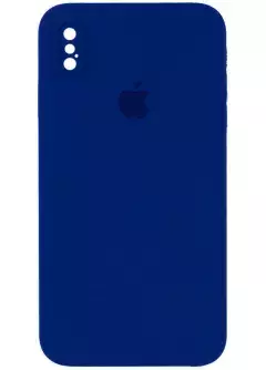 Чехол Silicone Case Square Full Camera Protective (AA) для Apple iPhone XS / X (5.8"), Синий / Deep navy
