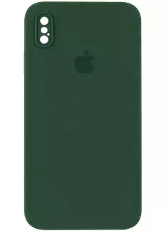 Чехол Silicone Case Square Full Camera Protective (AA) для Apple iPhone XS / X (5.8"), Зеленый / Cyprus Green