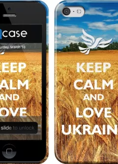 Купить пластиковый чехол для iPhone 5C для патриотов Украины - Keep Calm and Lov