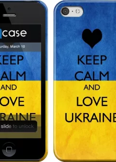 Чехол для iPhone 5c c Украиной - Keep calm and love Ukraine