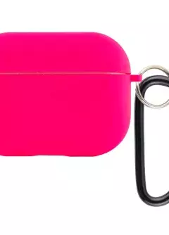 Силиконовый футляр с микрофиброй для наушников Airpods Pro, Розовый / Barbie pink