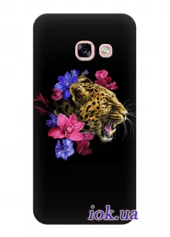 Чехол для Galaxy A7 2017 - Леопард в цветах