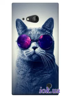 Трендовый чехол для Nokia Lumia 730 с котом в очках