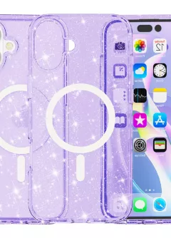 Чехол TPU Galaxy Sparkle (MagFit) для Apple iPhone 16 (6.1")