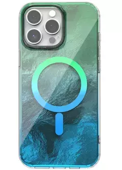 Чехол TPU Shiny Mountain (MagFit) для Apple iPhone 15 Pro (6.1"), Green / Blue
