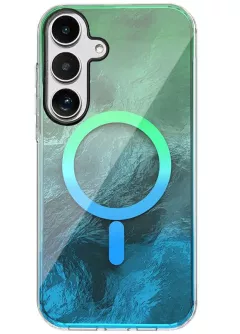 Чехол TPU Shiny Mountain (MagFit) для Samsung Galaxy S25 FE, Green / Blue