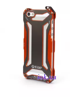 Железный чехол-бампер на iPhone 5/5S - R-just, оранжевый