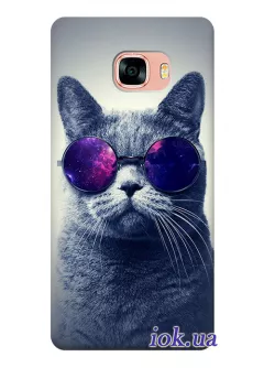 Чехол для Galaxy C5 - Кот в очках